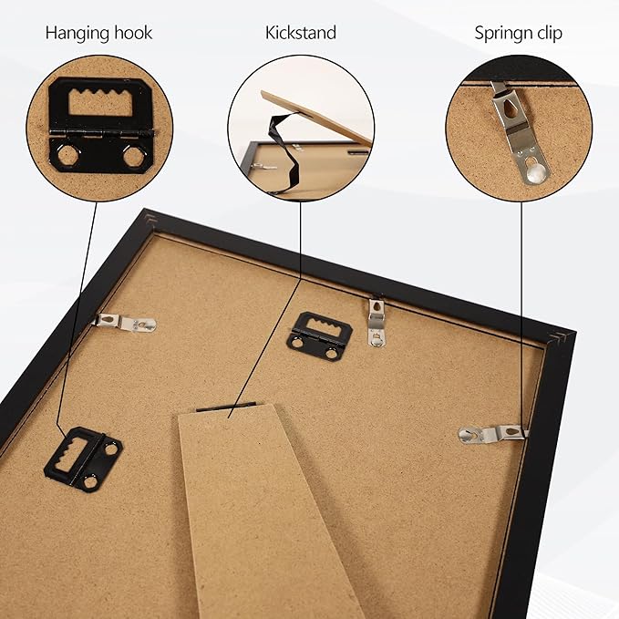 8.5x11 Picture Frame set of 6, Multi Certificate 8.5 by 11 Picture Frames Bulk, Document Diploma Award Frame for Wall Hanging or Tabletop Display, Black