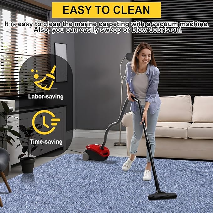 Marine Carpet,6 FT x 23 FT Blue-Gray Indoor Outdoor Carpet 0.2" Thick Boat Carpet with Water-Proof TPE Backing, Non-Slide Outdoor Marine Carpet Roll for Home, Patio, Porch, Deck