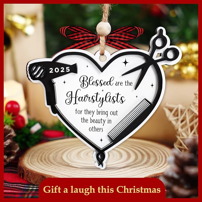 Hairdresser Ornament 2025, Hair Stylist Christmas Ornament, Hairstylist Gifts Women, Hairdresser Christmas Ornaments, Gifts for Hairstylist Women, Barber Stuff, Wooden Ornaments