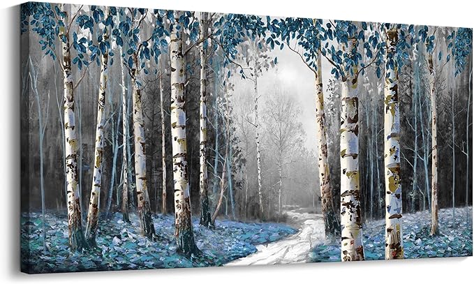 HKDGOKA Canvas Wall Art Living Room Large Fall Pictures Wall Decor Gray Nature Tree Paintings Modern Artwork for Bedroom Kitchen Bathroom Office Home Decor 40"x20"