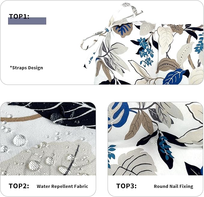 Set of 2 Outdoor Tufted Chair Cushions 19"x19"x4", Water Repellent Patio Seat Cushions with Ties, Replacement Chair Pads for Wicker Dining and Patio Furniture - Breeze Leaves Beige