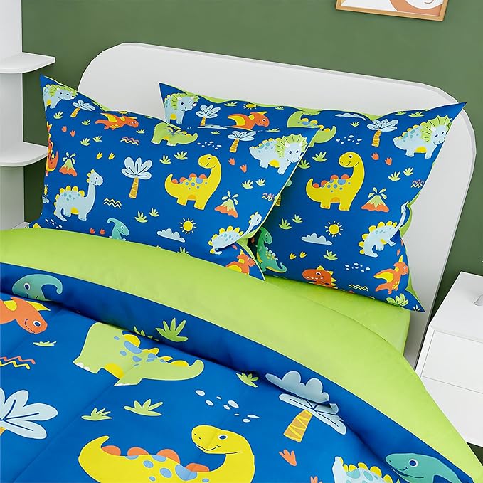 SANDJEST Dinosaur Design Duvet Cover Sets Full Size for Kids Boys, Incude 1 Comforter Cover 80x90 Inches and 2 Pillowcases 20x26 Inches, Comforter Not Included, Gift for Christmas Birthday