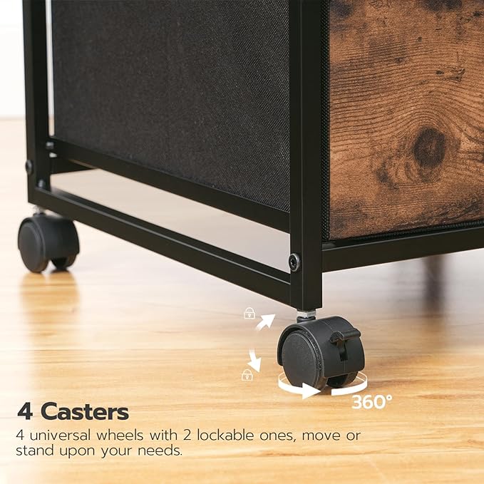 HOOBRO 2 Drawer Mobile File Cabinet, Rolling Printer Stand, Vertical Office Filing Cabinet for Home Office, A4/Letter Size, Nonwovens Drawer, Rustic Brown BF20WJ01