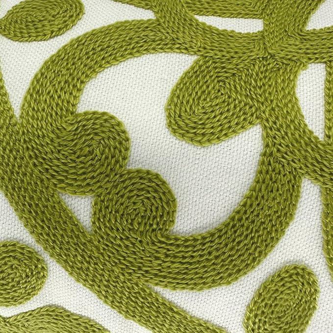 Alysheer Embroidered Lumbar Decorative Throw Pillow Cover 12 x 20 inches, Classic Mandala Chic Pattern Avocado Green Farmhouse Cushion Case for Sofa Couch Bed Living Room(Chartreuse Green)