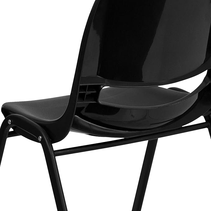 EMMA + OLIVER Black Ergonomic Shell Student Stack Chair - Classroom Chair/Office Guest Chair