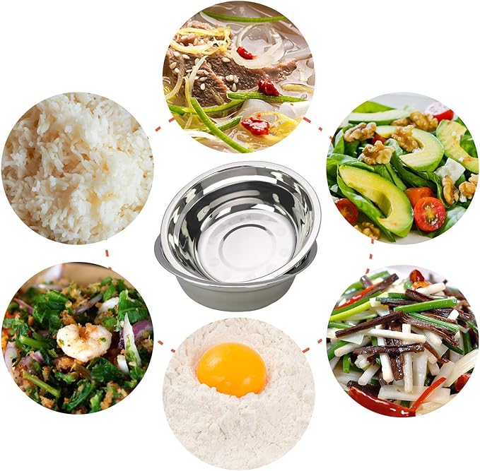 6 Packd Salad Mixing Bowls, Stainless Steel Serving Bowl for Cooking Baking