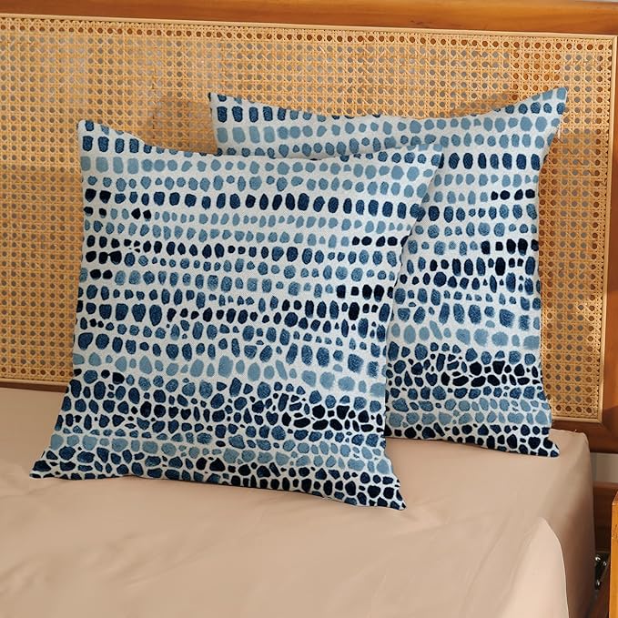 Boho Pillow Covers 18x18 Pack of 2 Blue Teal Polka Dot Throw Pillow Covers,Bohemian Abstract Modern Decorative Pillowcase Farmhouse Linen Cushion Case for Home Sofa,Outdoor Decoration