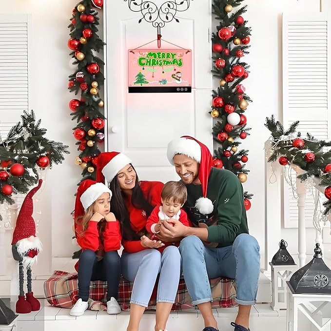 LED Magnetic Note Board with Colors, 11.8"X7.9" 4 Modes & 7 Colors Acrylic Dry Erase Board with Light, Include Hanging Chain, Led Drawing Board for Kids with Stand, Soft Cloth, 8 Markers