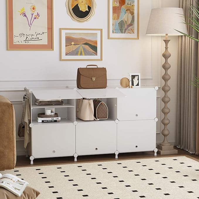 AWTATOS Shoe Rack, 6 Tier Shoe Storage Cabinet with Door, 32 Pair Shoe Organizer Shelves for Closet Hallway Bedroom Entryway, White