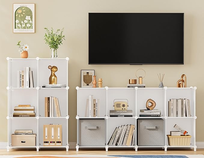 HOMIDEC Closet Organizers and Storage, 16 Cube Storage Organizer, Closet Organizer Bookshelf Cubes Shelves for Clothes, Bedroom, Kids Room, Bathroom, Wardrobe, Garment Racks, White