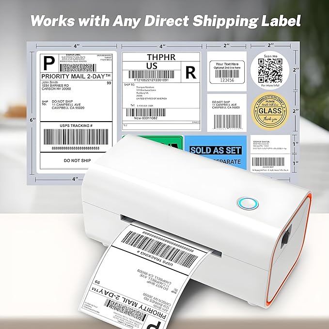 4x6 Thermal Shipping Label Printer – USB, Compatible with Windows, Mac,– Supports USPS, Ebay, Amazon, Shopify, Etsy