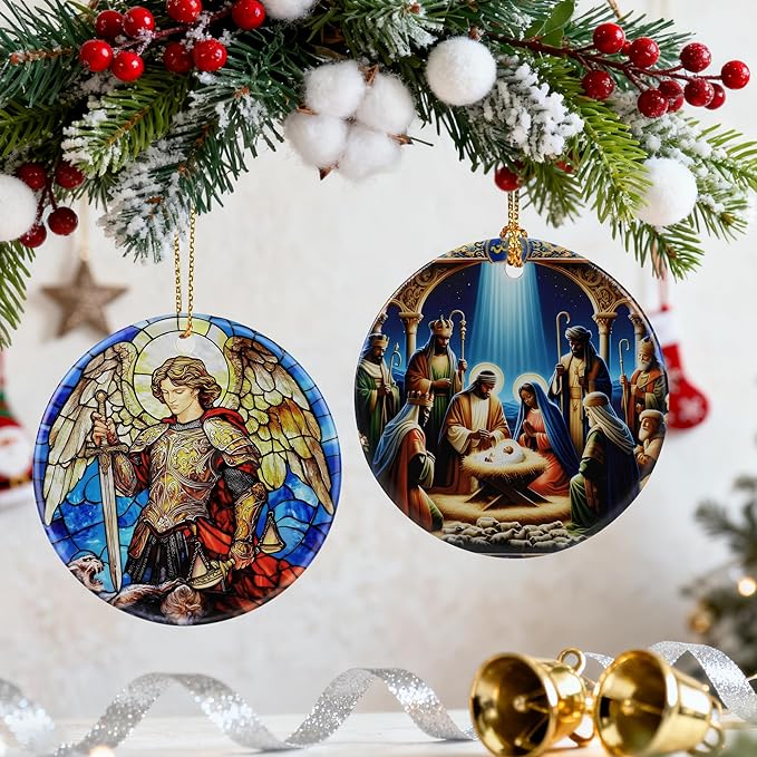 Archangel Michael Ornament | Christmas Ornaments, Christmas Decorations, Hanging Ornaments for Tree, Warrior Angel Decor | Religious Gifts, Christian Gifts | Faithful Gift, Spiritual Guardian Gift