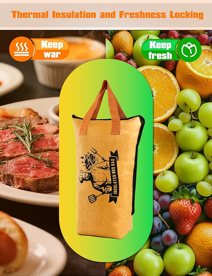 BBQ Blanket for Insulated Resting Meat– Reusable Smoker Grilling Meat Thermal Bag with Wide Mouth for Large BBQ Cuts like Brisket, Pork Shoulders, and Turkeys(XL,21in)