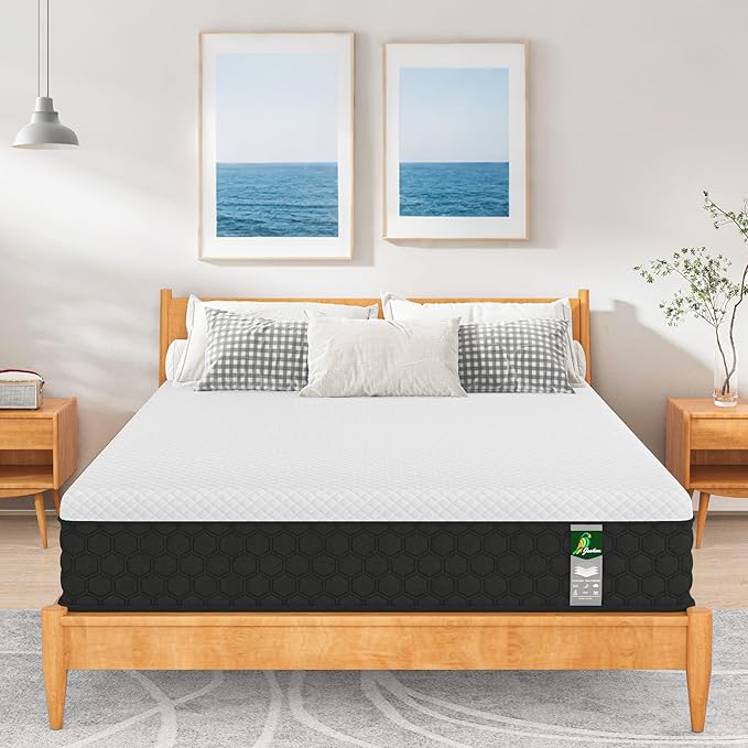 12 inch Queen Mattress in a Box - 12 Inch Memory Foam Mattress Queen Size - Hybrid Matress for Back Pain Relief - Medium Firm with Motion Isolation & Strong Edge Support