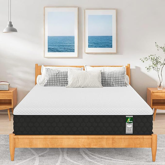12 inch Queen Mattress in a Box - 12 Inch Memory Foam Mattress Queen Size - Hybrid Matress for Back Pain Relief - Medium Firm with Motion Isolation & Strong Edge Support