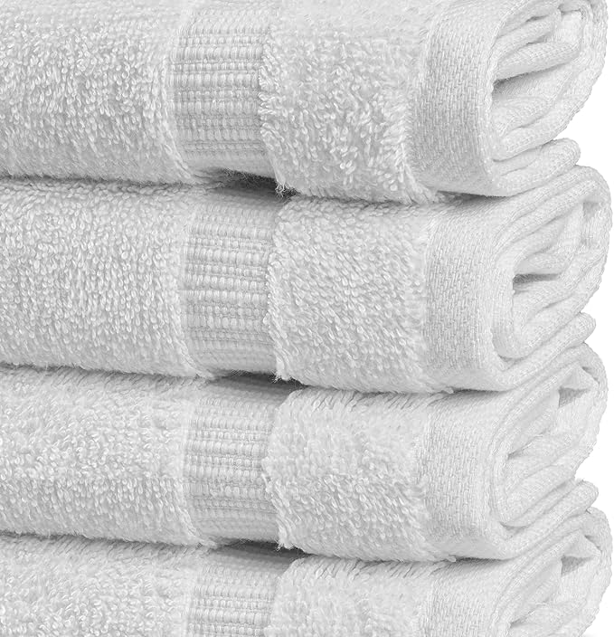 Chakir Turkish Linens Premium Cotton Absorbent Turkish Towels (Washcloths - 12 Piece, White)