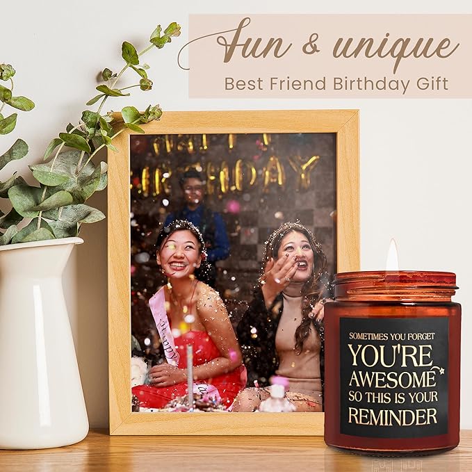 Birthday Gifts for Women, Men - You're Awesome Soy Jar Candles - Unique Thank You, Friendship Gifts for Her, Best Friend, Sister, Girlfriend - Relaxing Stress Relief Scented Candle for Home