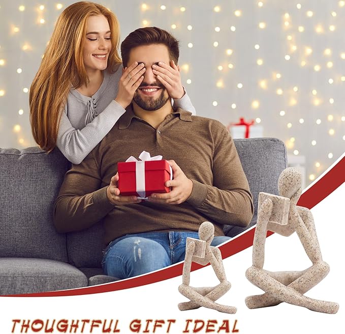 Bookshelf Decor, Reading Thinker Sculpture Figurine, Coffee Table Decor, Entry Way Table Home Decor, Decorative Statue for Living Room, Office, Bedroom, Gift