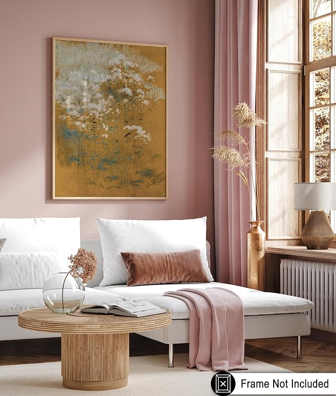 Poster Master Vintage Wild Flowers Poster - Retro Tonal Botanical Painting Print - Abstract Art - Floral Art - Farmhouse Art - Aesthetic Flower Shop or Living Room Wall Decor - 8x10 UNFRAMED Wall Art