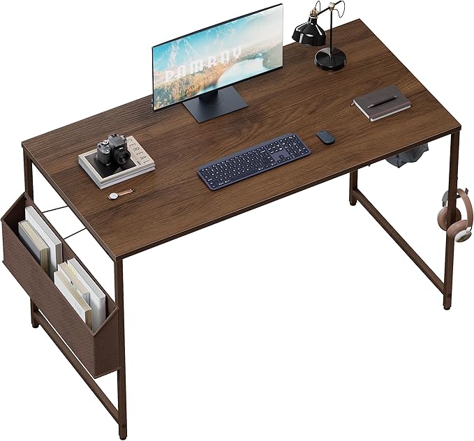Pamray 47 Inch Computer Desk for Small Spaces with Storage Bag, Home Office Work Desk with Headphone Hook, Small Office Desk Study Writing Table