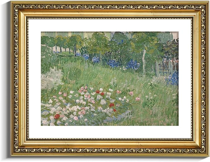 VIYYIEA Gold Framed Wall Art Canvas Print Home Decor Flower Wall Decor Van Gogh Wall Art Vintage Botanical Garden Prints House Decor Floral Paintings Wall Pictures for Living Room Bedroom 11x14in