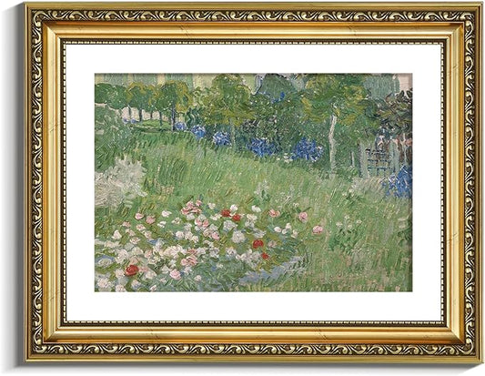 VIYYIEA Gold Framed Wall Art Canvas Print Home Decor Flower Wall Decor Van Gogh Wall Art Vintage Botanical Garden Prints House Decor Floral Paintings Wall Pictures for Living Room Bedroom 11x14in
