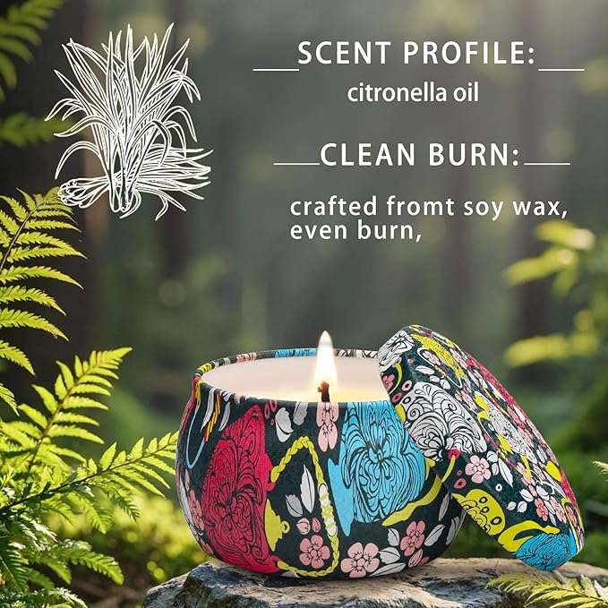 Citronella Candles Outdoor, 12Pack 52.8oz Natural Soy Wax Scented Citronella Candle Set up to 360 Hours Burning, Fresh Citronella Oil Infused for Indoor Outdoor, Camping, Garden, Patio, Yard, Balcony