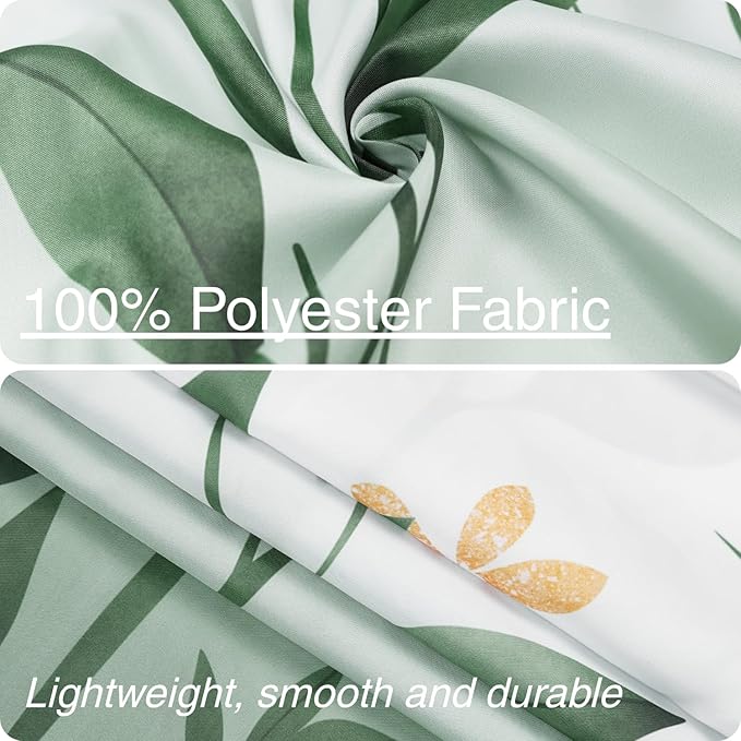 Eucalyptus Shower Curtain, Ombre Floral Leaves Plant Washable Fabric Bath Decor with 12 Hooks 72x72 inches, Sage Green