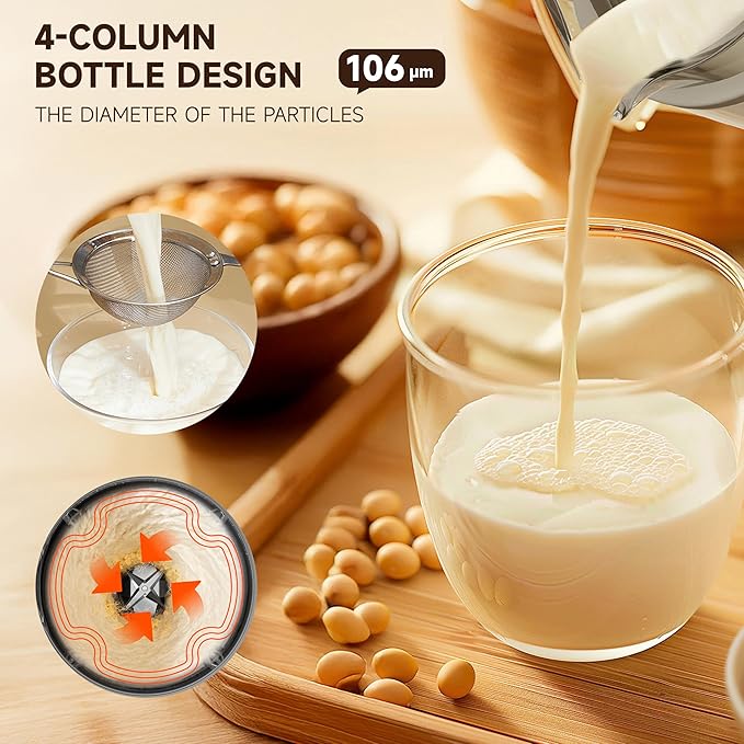 6-in-1 Upgraded 34oz Nut Milk Maker Machine with 8 Stainless Steel Blades, Automatic Plant-Based Milk Maker for Homemade Soy, Almond, Oat, Shakes & More, Keep Warm, Delay Start & Self-Cleaning