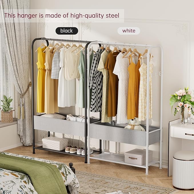 SINGAYE Clothes Garment Coat Rack Drying Clothing Racks Metal Freestanding for Hanging Clothes Portable Closet for Laundry Bedroom Black