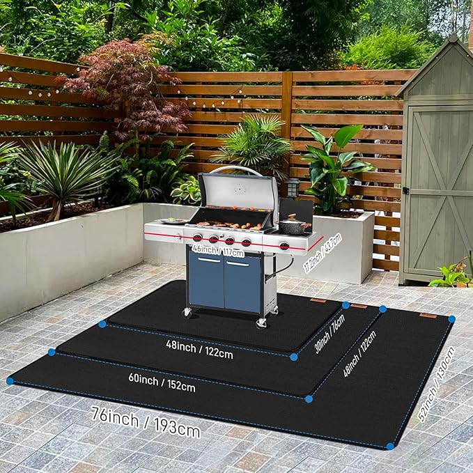 76"×52" Under Grill Mat for Outdoor Grill,Double-Side Fireproof & Heat-Resistant Outdoor Grill Mat,Protective Mat for Patio,Courtyard,Tabletop