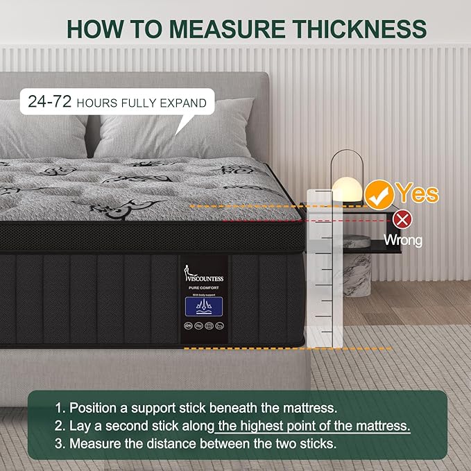 Twin Mattress, 12 Inch Hybrid Mattresses Bed in a Box with Gel Memory Foam & Pocket Spring, Euro Top, Medium Firm for Back Support & Pressure Relief, Motion Isolation, Grey