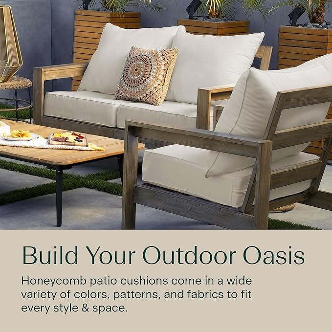 Honeycomb Outdoor Deep Seat, 24 x 23, Medina Medallion Blue Chair Cushion for Patio Furniture