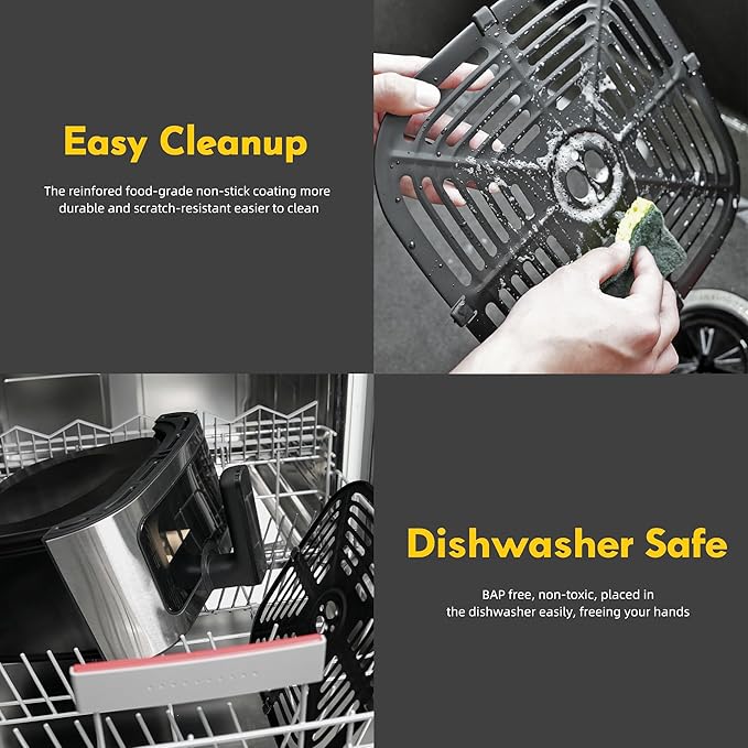 8.5QT Air Fryer, Upgraded Family Size Capacity, Visual Window, Square Basket Dials Stainless Steel Air Fryers, Reheat Leftovers, Easy Cooking for Healthier Breakfast & Dinner in Minutes