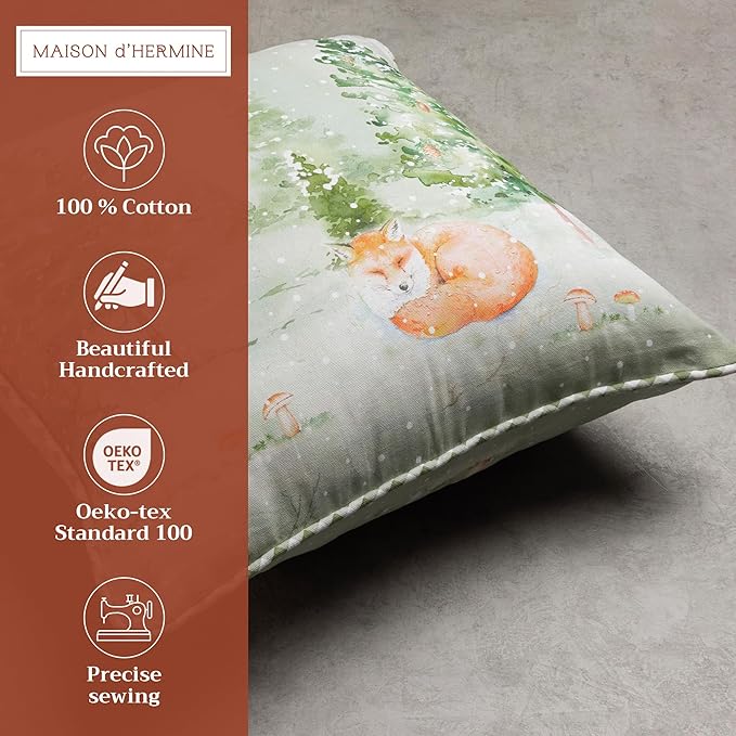 Maison d' Hermine Decorative Pillow Covers 20x20 Inch Square 100% Cotton Throw Pillow Covers with Invisible Zipper Cushion Case for Living Room Couch, Chair, Sofas, Bedroom, Home (Winter Mornings)