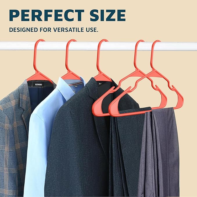 Plastic Clothes Hangers – Heavy Duty Hanger Set, for Organizing Clothes, Dresses, and Coat, Holds Up to 5 lbs, Space-Saving Hangers with Non-Slip Shoulder Grooves, Pack of 10, Brown