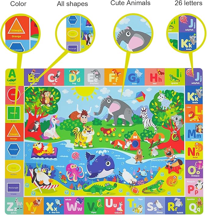 Baby Play Mat for Floor, Non-Slip Playmat for Toddlers & Infants, Extra Thick Large Padded Educational ABC Kids Rug for Crawling & Playing Super Soft Plush Surface to Keep Safe(60"x80")