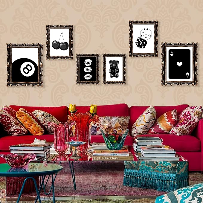Black and White Poster Chic Wall Decor for Bedroom Decor Home Decor Stylish Black and White Prints for Wall Decor Living Room Decor Modern Black Poster Collection for Boho Bedroom Decor Aesthetic 6 Pcs (Unframed)