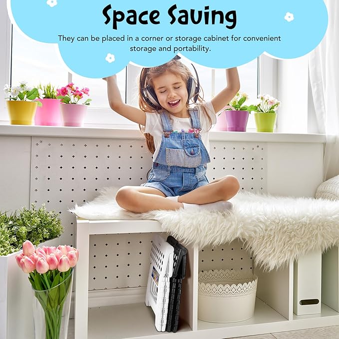 ACKO Folding Step Stool 9 Inch 300 lb Capacity, Plastic Foldable Step Stools for Kids and Adults, Folding Stools Suitable for Kitchen, Stepping Stool with Handle White 1PC