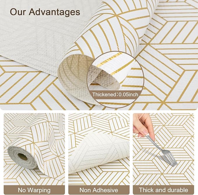 OcePor Non-Adhesive Drawer and Shelf Liner 24IN x 20FT，Non-Slip Kitchen Cabinet Liner Non-Adhesive Thick Strong Grip Waterproof Washable