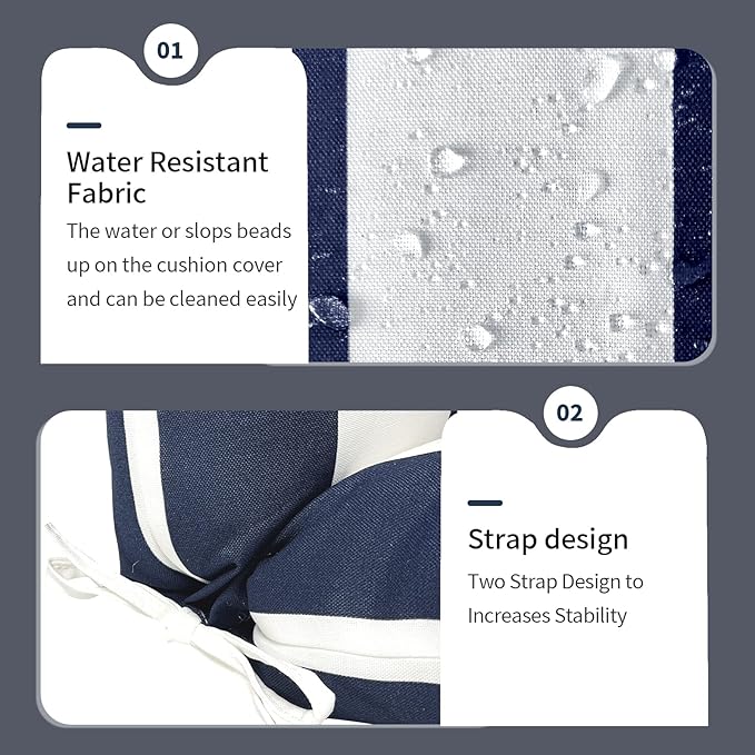 Set of 2 Outdoor High Back Chair Cushions 44"x 22",Water Repellent Rocking Seat Cushions Replacement, Seat/Back Chair Cushions for Patio,Porch,Balcony and Indoor - Cabana Navy