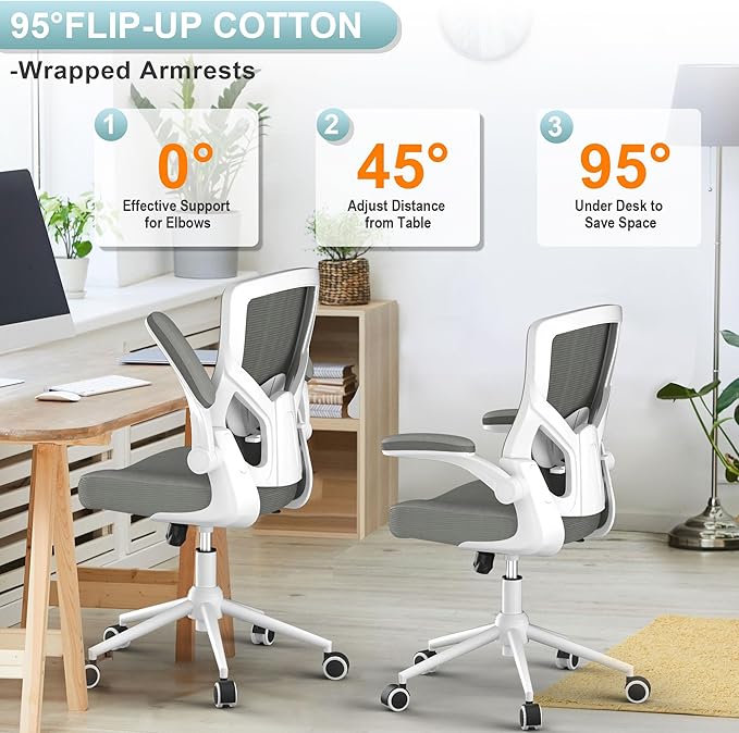 Office Chair, High Back Desk Chair Adjustable Height and Ergonomic Design Home Office Computer Chair Executive Lumbar Support Padded Flip-up Armrest Swivel Task Chair