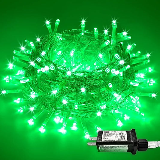 JMEXSUSS Green Christmas Lights Clear Wire, 66ft 200 LED Green Lights for Christmas Decor, Connectable Evergreen String Light Indoor Outdoor for Christmas Tree Home Garden Xmas Decorations