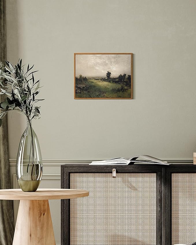 InSimSea Framed Canvas Wall Art Vintage Decor, Farmhouse Wall Art for Living Room Wild Field Landscape Wall Decor for Bedroom, Wall Decoration Traditional Scenic Pictures for Bathroom, 11"x14"