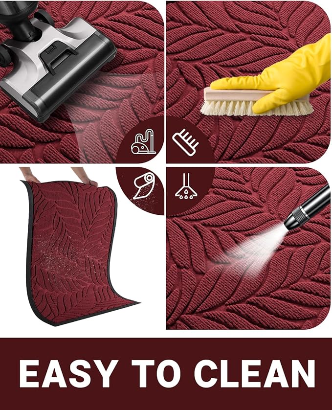 Yimobra Front Door Mat Outdoor Indoor, 36x24 All-Season Waterproof Welcome Mat, All-Weather Outside Entrance Mat, Non-Slip Patio Porch Doormat, Low Profile, Fade Resistant, Red