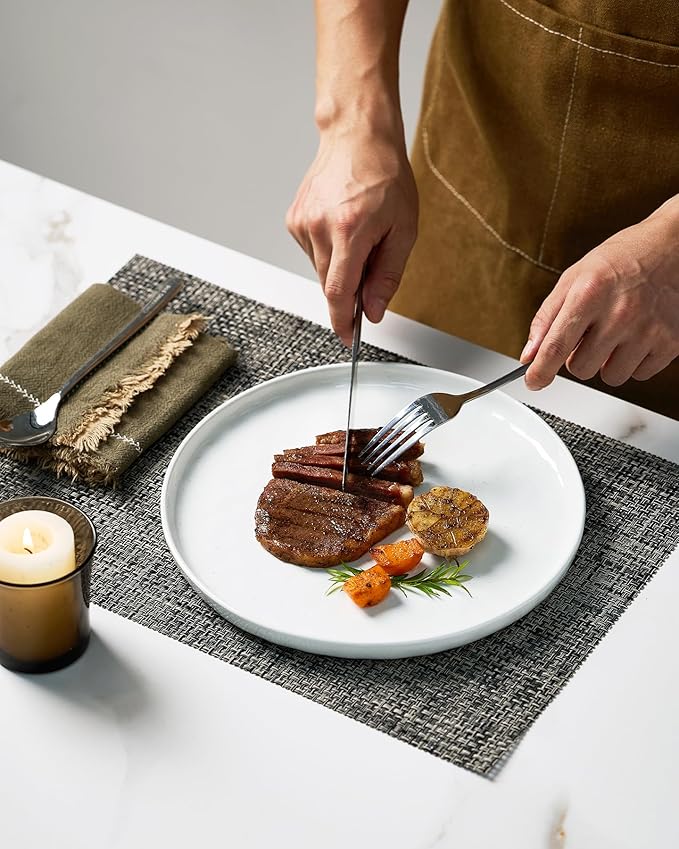 Famiware Mars Plates and Bowls Set, 12 Pieces Dinnerware Sets, Dishes Set for 4, White