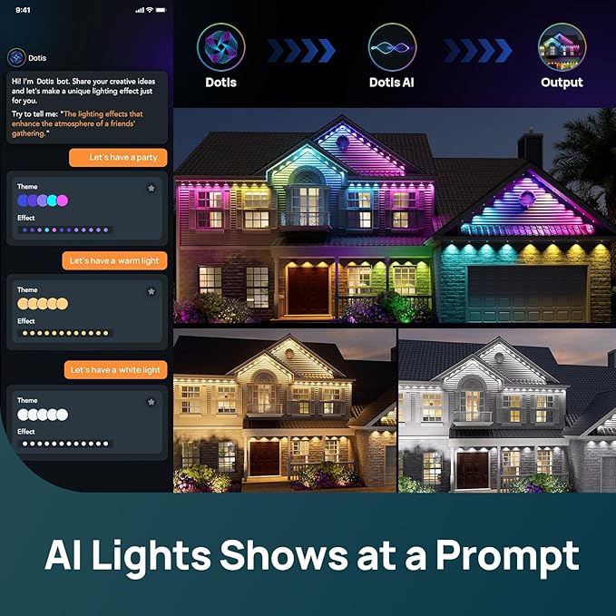 Linkind Permanent Outdoor Lights HP5,Smart AI RGBTW 150ft Christmas Lights, 85 Scenes Modes for Daily Holiday Christmas Decorations,IP67 Waterproof, Compatible with Alexa,Google Assistant