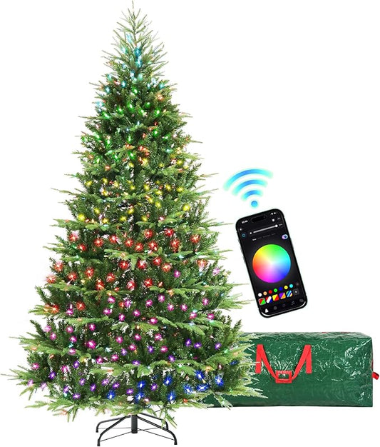 HOLLO STAR 12 ft Prelit Christmas Tree with 1800 LED Lights, App Control, Aspen Artificial Christmas Tree, Multi-Color RGBW Lights, 8334 PE & PVC Branch Tips, for Villa, Mall, Party
