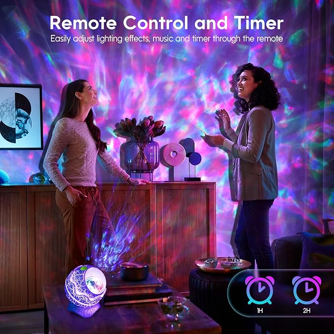 Rossetta Star Projector, Galaxy Projector LED Lights for Bedroom, Remote Control & White Noise Bluetooth Speaker, Night Light for Kids Room, Adults Home Theater, Christmas, Party, Bedroom Decor
