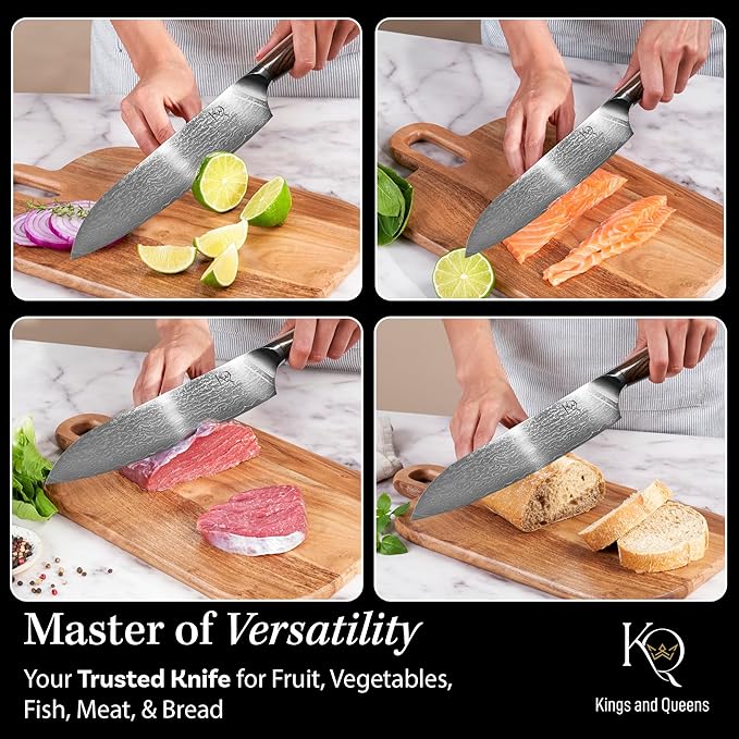 Japanese Kitchen Knife 7 Inch - Santoku Knife Ultra Sharp in High Carbon Steel - Japanese Chef Knife with Ergonomic Non-Slip Handle for Kitchen Precision Cutting